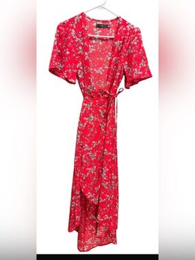 Mossimo Supply Co. Red Floral Wrap Maxi Dress